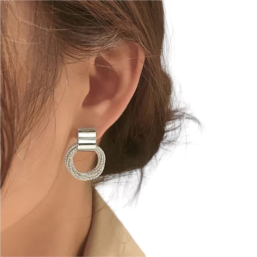 Silver Drop Hoop Classic Earrings